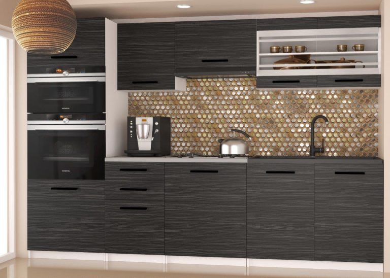 Meubles de cuisine 240 cm noir ébène foncé avec plan de travail Fabricant TOR PAULA2/4/WT/HK/0/B1