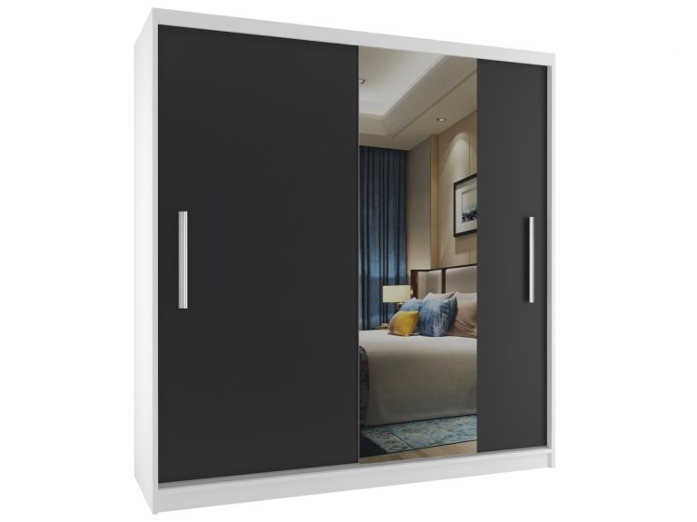 Armoire coulissante 158 cm avec miroir noir ébène foncé Fabricant MSE SZP3/2/W/1B1L/AL
