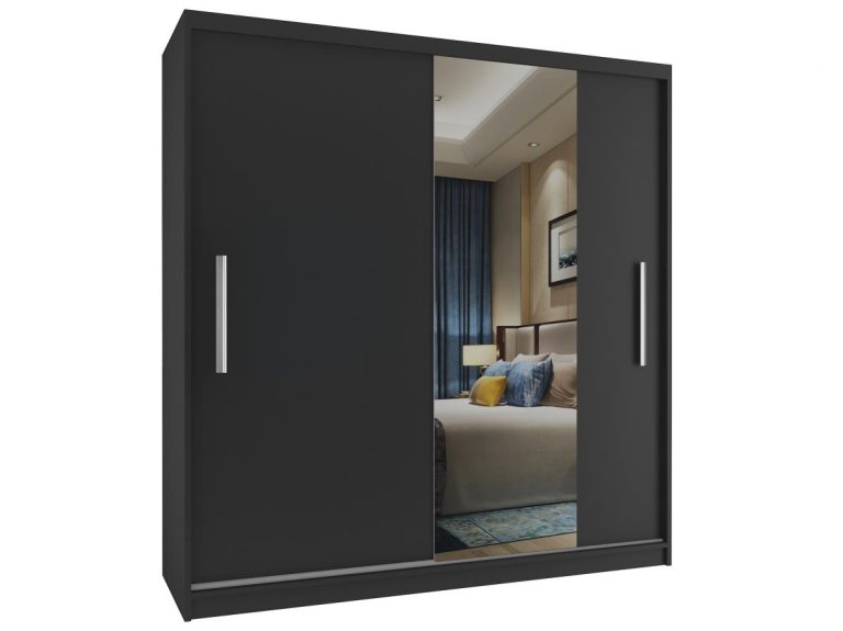 Armoire coulissante 158 cm avec miroir noir ébène foncé Fabricant MSE SZP3/1/B/1B1L/AL