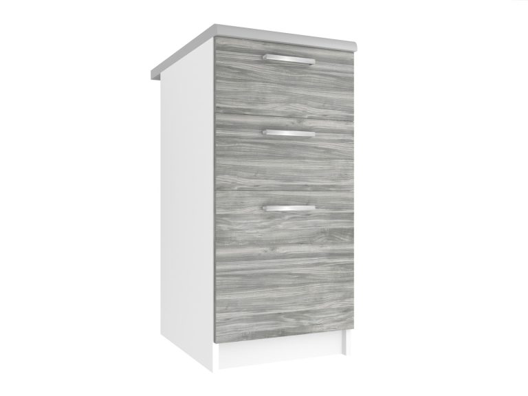 Meuble de cuisine bas avec tiroirs Belini 40 cm gris anthracite Glamour Wood sans plan de travail Fabricant TOR SDSZ40/1/WT/GW1/BB/E