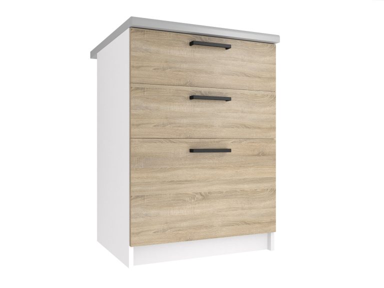 Meuble de cuisine bas avec tiroirs Belini 60 cm chêne sonoma sans plan de travail Fabricant TOR SDSZ60/1/WT/DS/BB/B1
