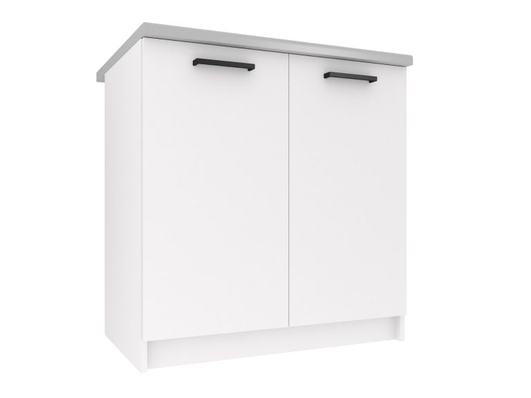 Meuble bas de cuisine sans plan de travail 80 cm blanc TOR SD80/0/WT/WT/0/B1
