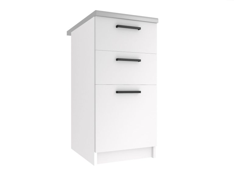 Meuble de cuisine bas avec tiroirs Belini 40 cm blanc mat sans plan de travail Fabricant TOR SDSZ40/0/WT/WT/BB/B1