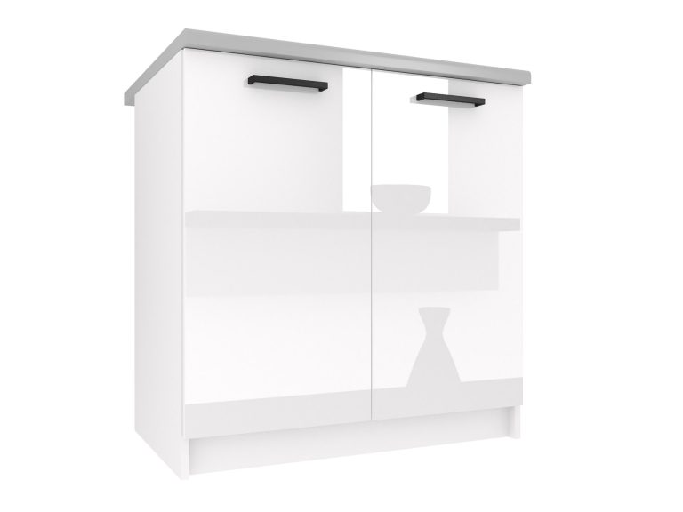 Meuble bas de cuisine sans plan de travail 80 cm blanc brillant INF SD80/0/WT/W/BB/B1