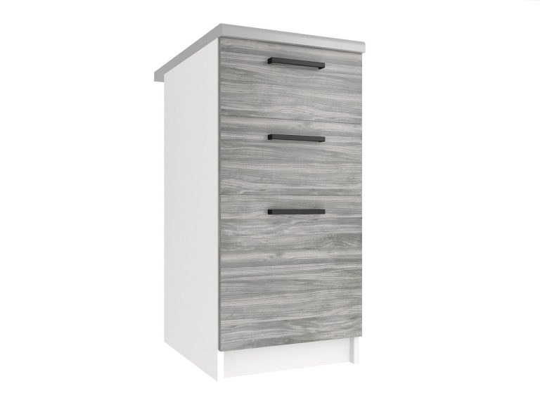 Meuble de cuisine bas avec tiroirs Belini 40 cm gris anthracite Glamour Wood sans plan de travail Fabricant TOR SDSZ40/0/WT/GW1/BB/B1