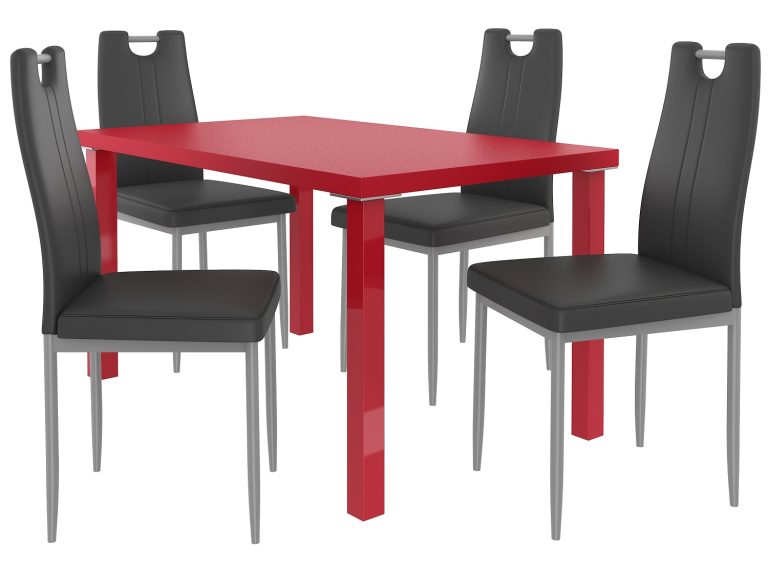 Ensemble ROBERTO rouge+ 4 chaises noires ROB/0/ZES/R/4B