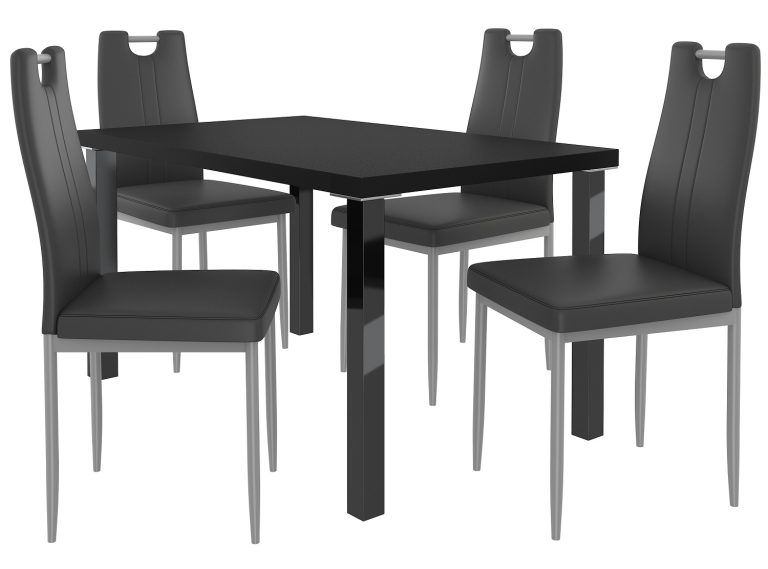 Ensemble ROBERTO noir+ 4 chaises noir ROB/0/ZES/B/4B
