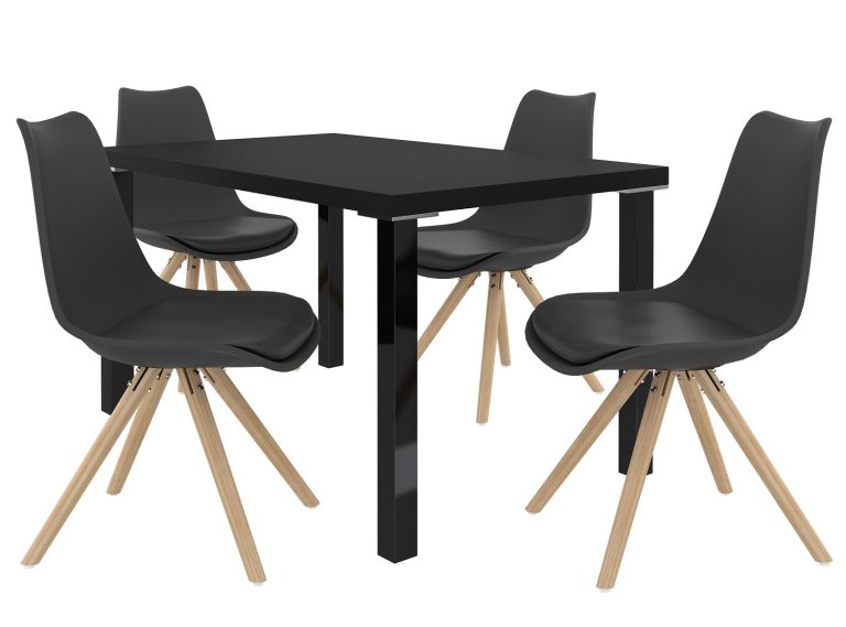 Ensemble AMERETO noir+ 4 chaises noires AMA/0/ZES/B/4B