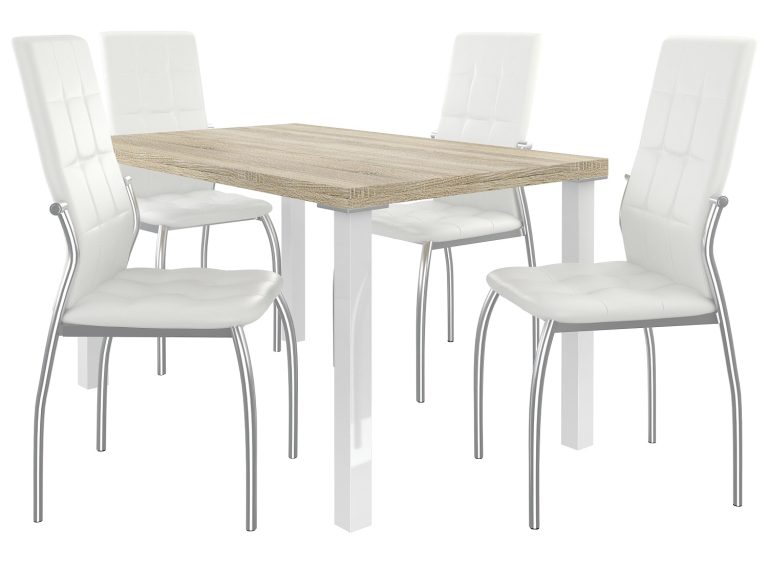 Ensemble LORENO sonoma+ 4 chaises blanches LOR/0/ZES/DS/4W