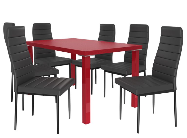 Ensemble MODERNO rouge+ 6 chaises noires MOD/0/ZES/R/6B