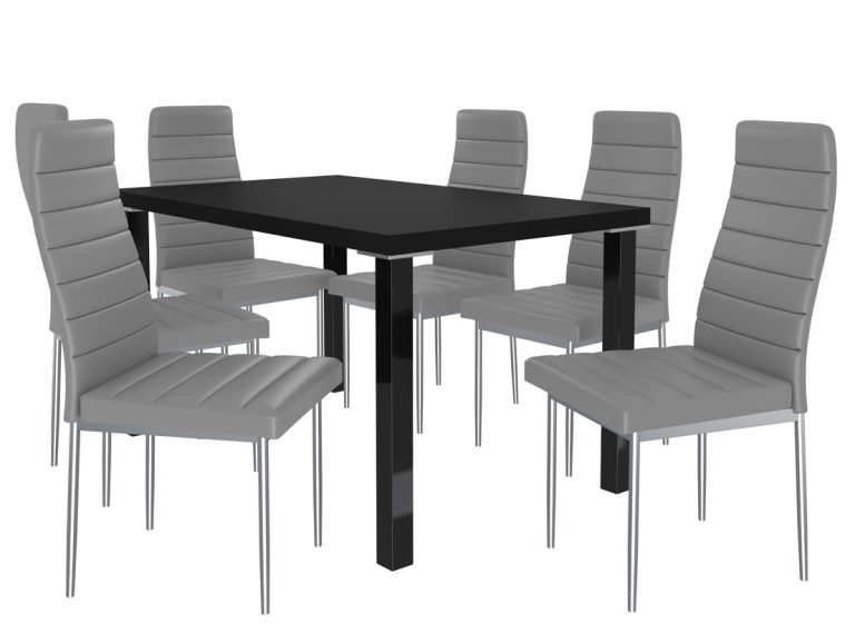 Ensemble MODERNO noir + 6 chaises gris cendré MOD/0/ZES/B/6P