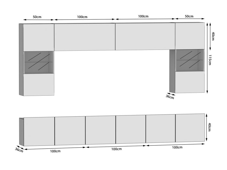 Meuble mural 300 cm Belini noir brillant Imperium 1 Fabricant IMP 1/5/W/B/0/0
