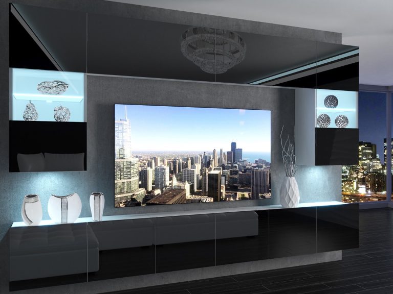 Meuble mural 300 cm Belini noir brillant Imperium 1 Fabricant IMP 1/5/W/B/0/0