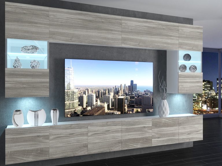 Meuble mural 300 cm Belini gris anthracite Glamour Wood Imperium 1 Fabricant IMP 1/5/W/GW1/0/0