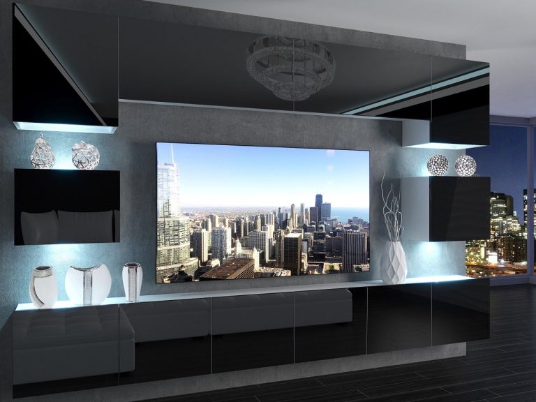 Meuble mural 300 cm Belini noir brillant Imperium 3 Fabricant IMP 3/5/W/B/0/0