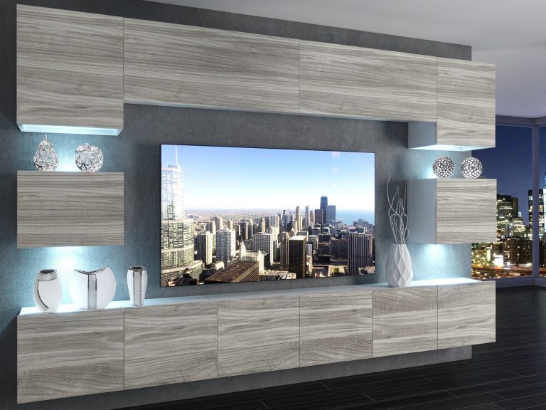 Meuble mural 300 cm Belini gris anthracite Glamour Wood Imperium 3 Fabricant IMP 3/5/W/GW1/0/0