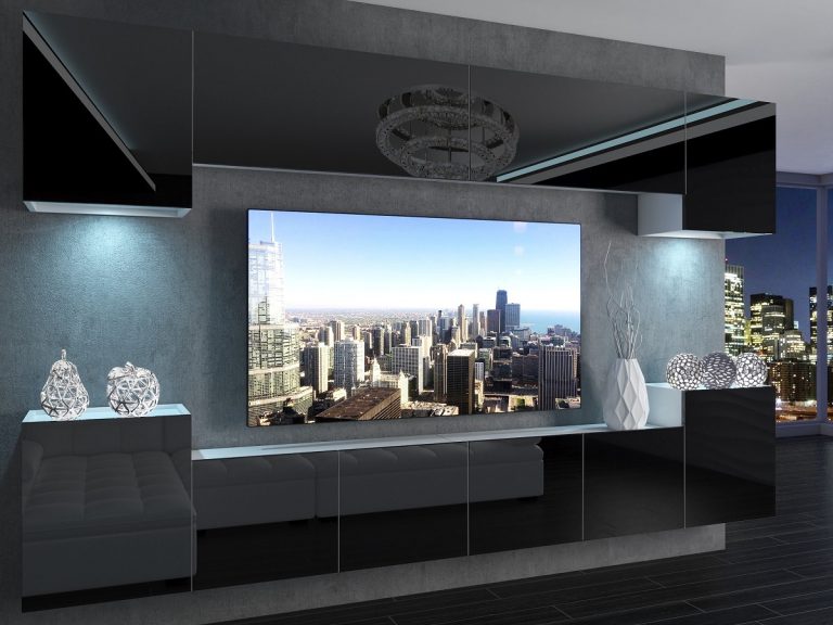 Meuble mural 300 cm Belini noir brillant Imperium 4 Fabricant  IMP 4/5/W/B/0/0