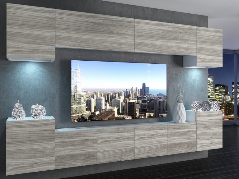 Meuble mural 300 cm Belini gris anthracite Glamour Wood Imperium 4 Fabricant IMP 4/5/W/GW1/0/0