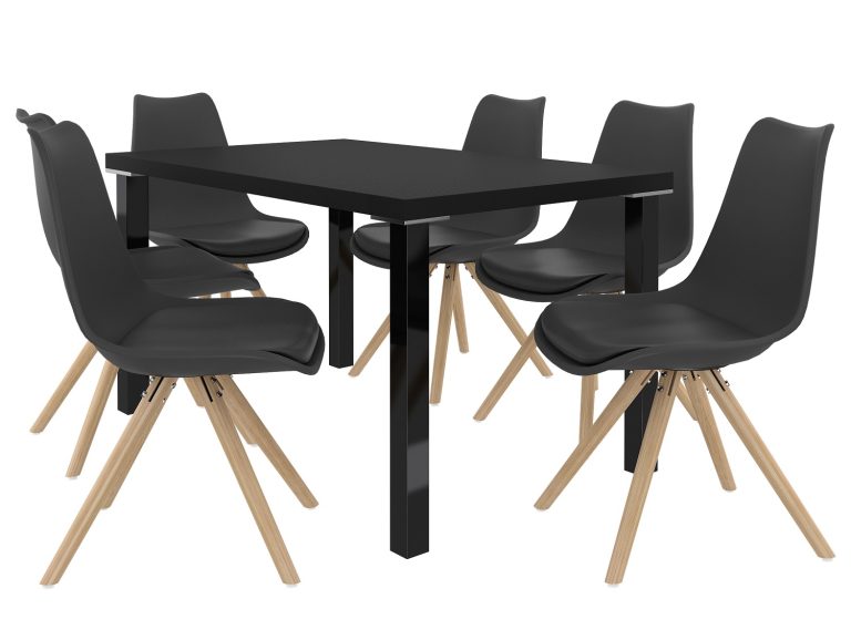 Ensemble AMERTO noir + 6 chaises noires AMA/0/ZES/B/6B
