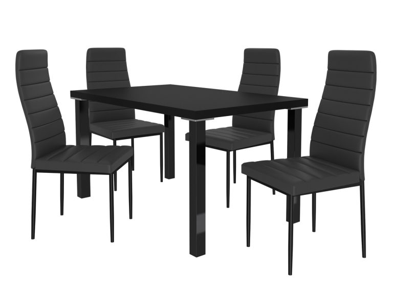 Ensemble MODERNO noir+ 4 chaises noir MOD/0/ZES/B/4B
