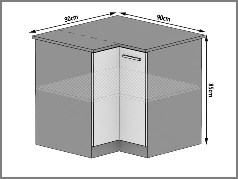Armoire de cuisine Belini d'angle inférieure 90 cm gris brillant sans plan de travail Fabricant INF SNP90/1/WT/S/BB/B1