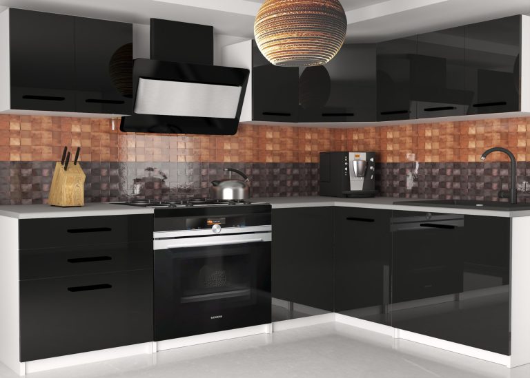 Meuble de cuisine 300 cm noir brillant sans plan de travail Fabricant INF ARMIN2/2/WT/B/BB/B1