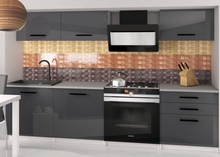 Meubles de cuisine 180 cm gris brillant avec plan de travail Fabricant INF LAURENTINO2/2/WT/S/0/B1