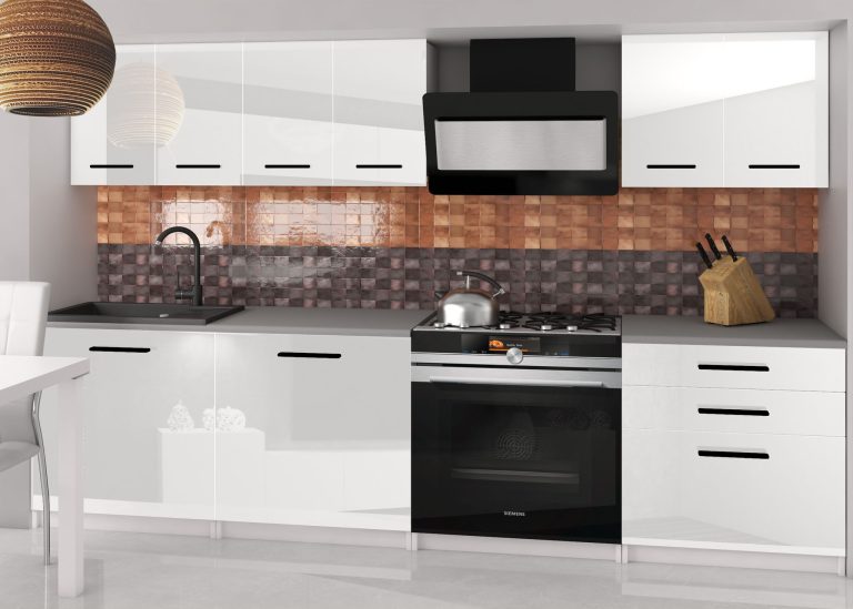 Meubles de cuisine 180 cm blanc brillant sans plan de travail Fabricant INF SONIK2/2/WT/W/BB/B1