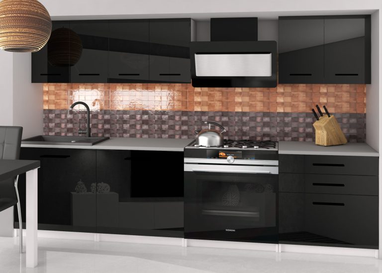 Meubles de cuisine 180 cm noir brillant sans plan de travail Fabricant INF SONIK2/2/WT/B/BB/B1
