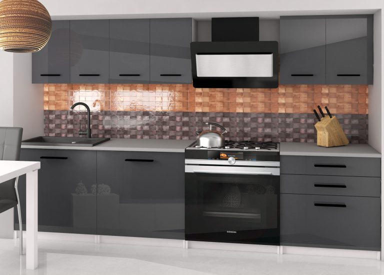 Meubles de cuisine 180 cm gris brillant sans plan de travail Fabricant INF SONIK2/2/WT/S/BB/B1