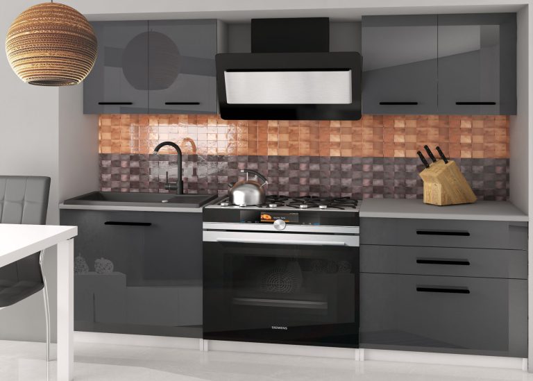 Meubles de cuisine 120 cm gris brillant avec plan de travail Fabricant INF TIESTO2/3/WT/S/0/B1