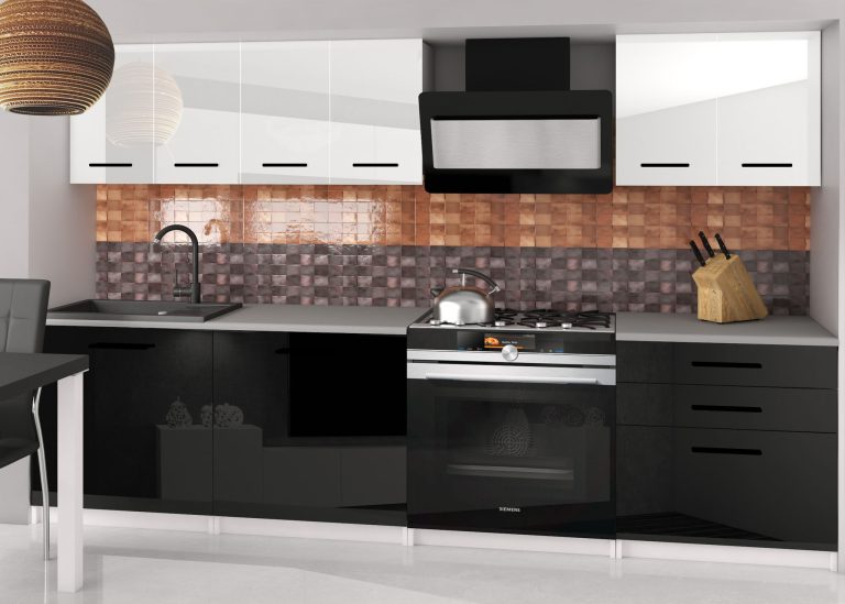 Meubles de cuisine 180 cm blanc brillant noir brillant sans plan de travail Fabricant INF SONIK2/2/WT/WB/BB/B1