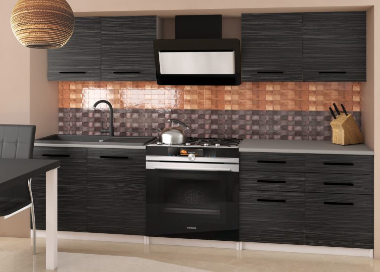 Meuble de cuisine 160 cm noir ébène foncé avec plan de travail Fabricant TOR KOMPAKTO2/2/WT/HK/0/B1