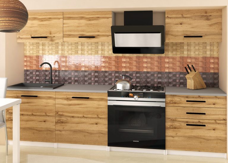 Meubles de cuisine 180 cm en chêne Wotan et chêne Sonoma avec plan de travail Fabricant TOR LAURENTINO2/3/WT/DW/0/B1