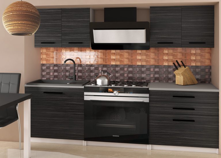 Meubles de cuisine 120 cm noir ébène foncé avec plan de travail Fabricant TOR TIESTO2/2/WT/HK/0/B1