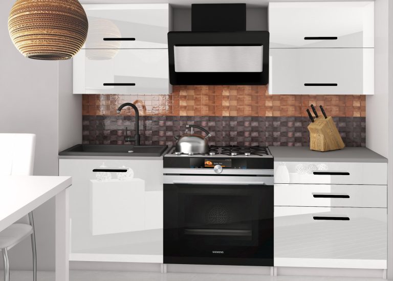 Meubles de cuisine 120 cm blanc brillant avec plan de travail Fabricant INF ELEGANTA2/2/WT/W/0/B1