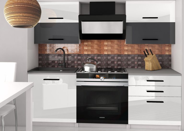 Meubles de cuisine 120 cm blanc brillant gris brillant sans plan de travail Fabricant INF ELEGANTA2/2/WT/WSW/BB/B1
