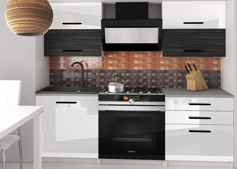 Meubles de cuisine 120 cm blanc brillant noir ébène foncé sans plan de travail Fabricant INF ELEGANTA2/2/WT/WHKW/BB/B1