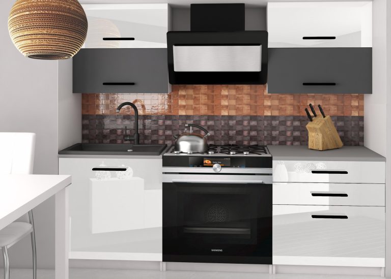 Meubles de cuisine 120 cm blanc brillant gris anthracite graphite sans plan de travail Fabricant INF ELEGANTA2/2/WT/WSRW/BB/B1