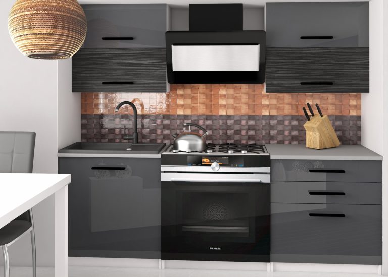 Cuisine Belini 120 cm gris brillant / ébène royal avec plan de travail Eleganta2 Fabricant