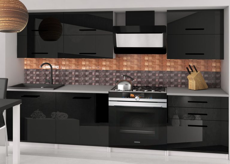 Meubles de cuisine 180 cm noir brillant sans plan de travail Fabricant INF PRIMERA2/2/WT/B/BB/B1
