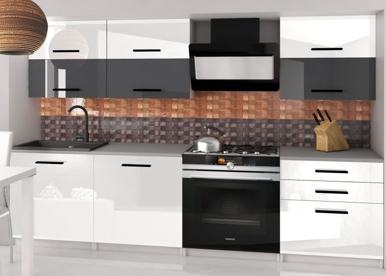 Meubles de cuisine 180 cm blanc brillant gris brillant sans plan de travail Fabricant INF PRIMERA2/2/WT/WSW/BB/B1