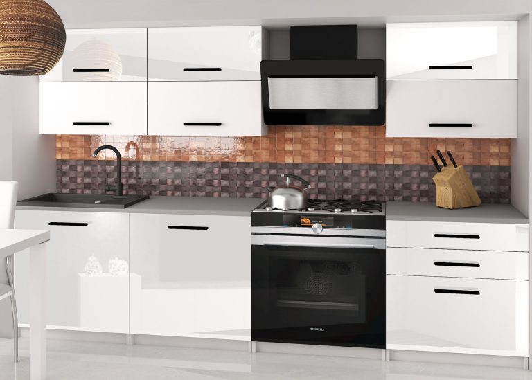 Meubles de cuisine 180 cm blanc brillant blanc mat avec plan de travail Fabricant INF PRIMERA2/2/WT/WWTW/0/B1