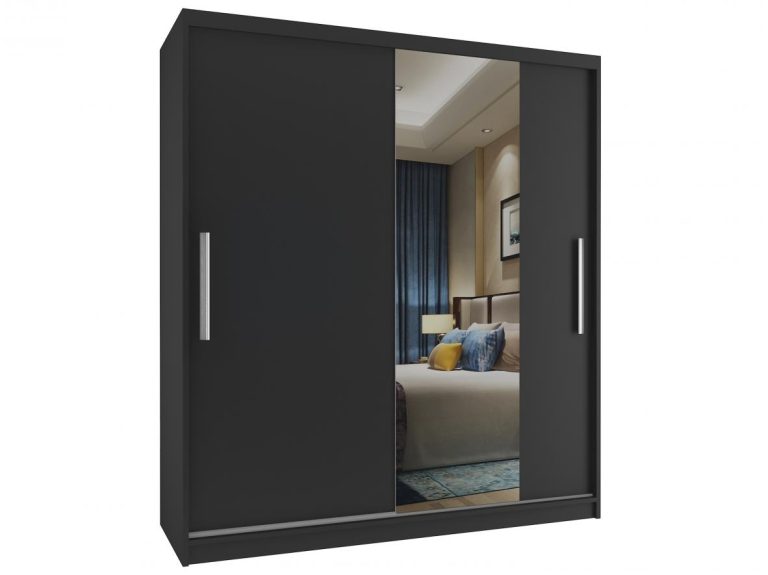 Armoire coulissante 133 cm avec miroir noir ébène foncé Fabricant MSE SZP2/2/B/1B1L/AL