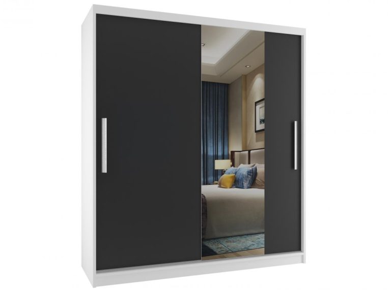 Armoire coulissante 133 cm avec miroir noir ébène foncé Fabricant MSE SZP2/2/W/1B1L/AL