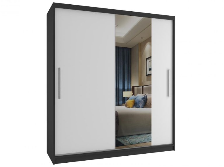 Armoire coulissante 133 cm avec miroir blanc mat Fabricant MSE SZP2/2/B/1W1L/AL