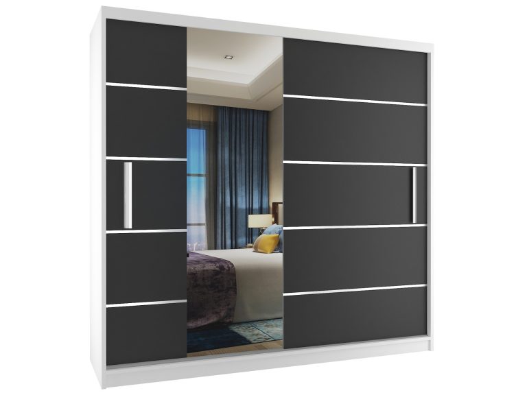 Armoire coulissante 200 cm avec miroir noir ébène foncé Fabricant MBP SZP1/2/W/B/0/AL