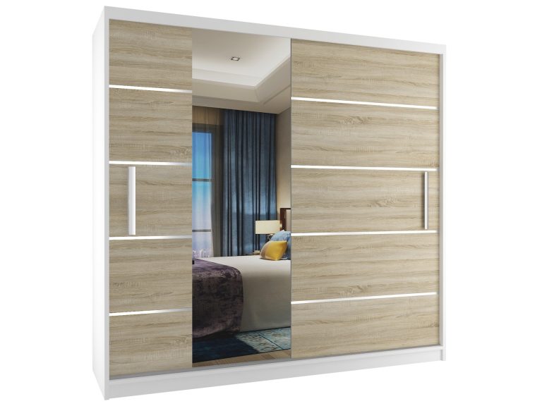 Armoire coulissante 200 cm avec miroir couleur ébène foncé Fabricant MBP SZP1/2/W/B/0/AL