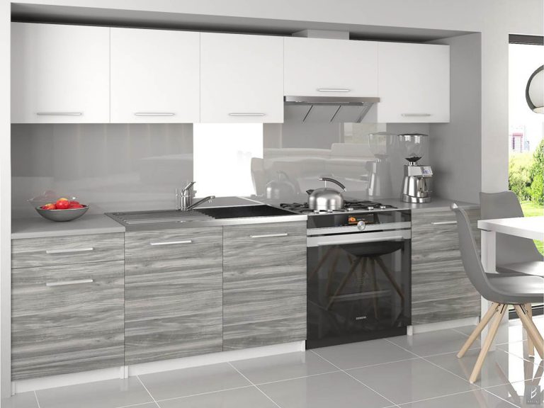 Meubles de cuisine 240 cm blancs mats gris anthracite graphite avec plan de travail Fabricant TOR UNIQA3/3/WT/WTGW1/0/E