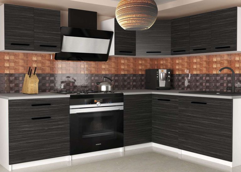 Meuble de cuisine 300 cm noir ébène foncé sans plan de travail Fabricant TOR ARMIN2/1/WT/HK/BB/B1